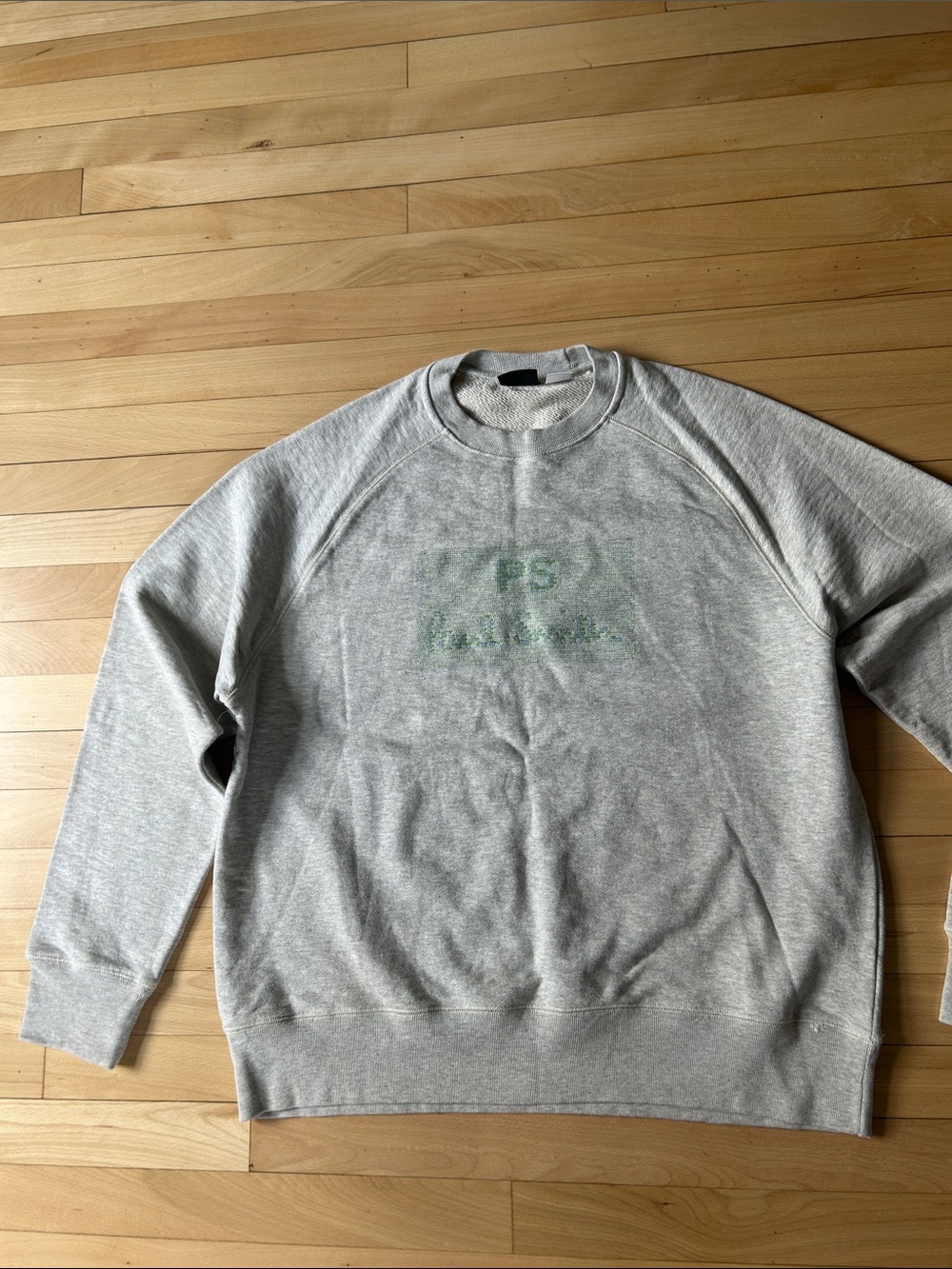 Paul Smith Heather Gray Crewneck Sweatshirt with Subtle Green Logo xxl